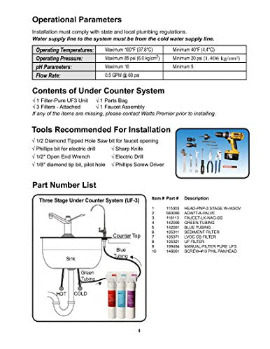 UF-3 Three-Stage Under Counter Ultra Filtration System