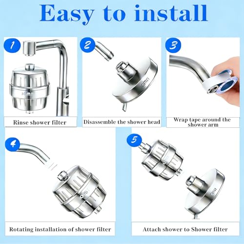 36 Stage Shower Filter with Vitamin C E for Hard Water with 3 Cartridges