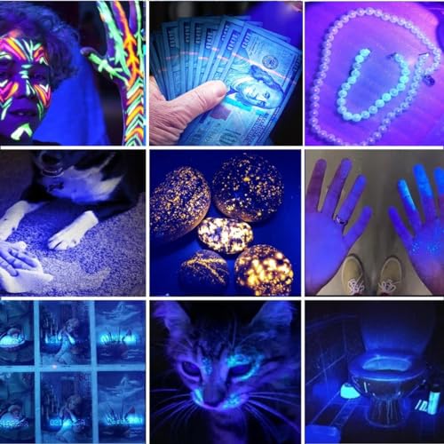 P68 Mini 3W UV Flashlight 365nm Portable EDC Black Light Pet Urine Detector with 2 AA Batterie