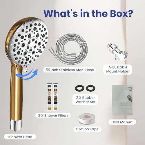 Shower Head Gold High Pressure Shower Filter Head