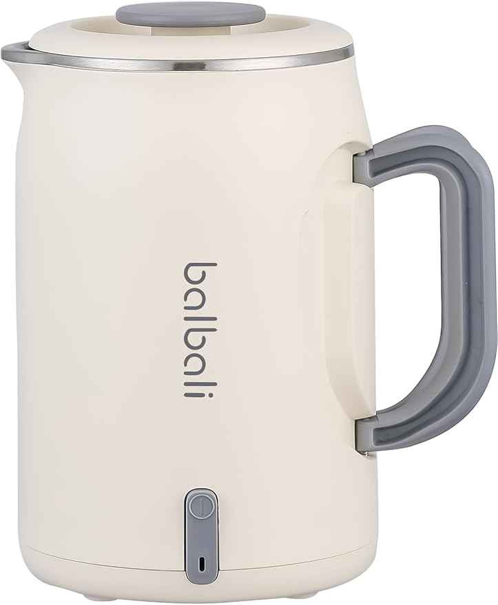 balbali 20oz Small Electric Kettle for Boiling Water - Collapsible Handle Mini Electric Kettle/Boiler for Tea - 400w Low Wattage Portable Kettle for Travel – White