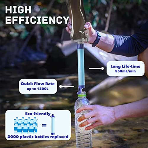 Personal Water Filter Straw Outdoor Portable Filtration Emergency Survival Gear Water Solutions Tactical Gear for Hiking Camping Accessories Travel Hunting Fishing Outing Backpacking (6 Count)
