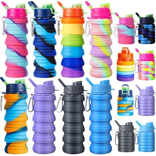 8 Pcs Collapsible Water Bottles 16 oz Foldable Travel Bottles Bulk (8 Count)