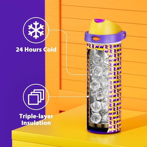 24 oz Insulated Water Bottle with Straw
