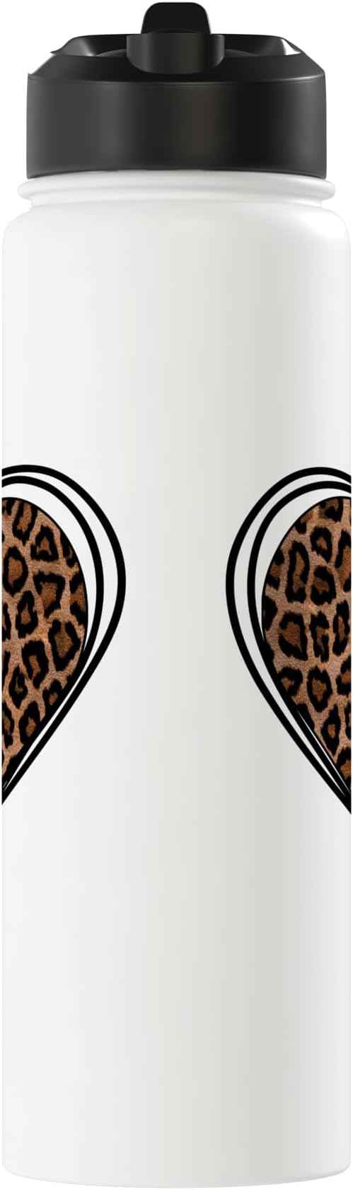 Heart Shape - Cute Cheetah Leopard Print Graphic Stainless Steel Insulated Water Bottle