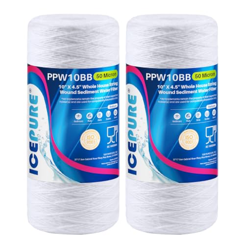 50 Micron 10”*4.5'' Whole House Sediment String Wound Water Filter Replacement filter for 84637 (2 Count)