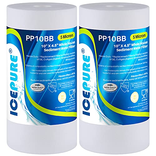 Whole House Sediment Water Filter 5 Micron 10" x 4.5" Compatible with Culligan RFC (2 Count)