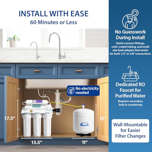ROES-PH75LD, 6-Stage Under Sink RO System, Alkaline, 75 GPD