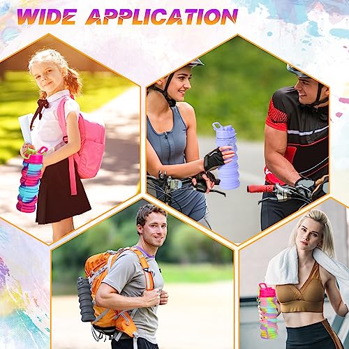20 Pack Collapsible Water Bottles Bulk Foldable Water Bottles 17oz Silicone Portable Leak Proof Reusable Sports with Clip for Travel Hiking Camping Outdoor (20 Count)