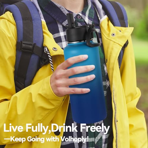 32 oz Water Bottle with Straw Lid & Spout Lid