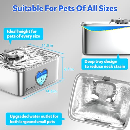 4Gal 15L Stainless Steel Dog Water Fountain for Pets
