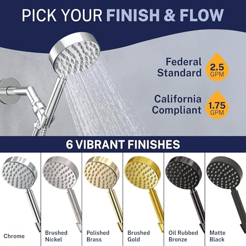 Solid Metal LOW FLOW Handheld Shower Head with Hose and Brass Holder