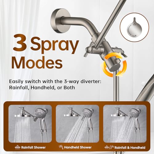 Rain Shower Head with Handheld Spray Built