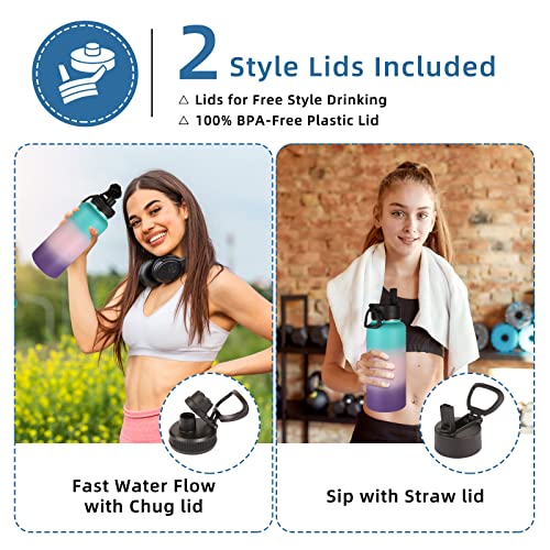 32oz Insulated Water Bottles Bulk 4 Pack with Straw Lid&Spout Lid (4 Count)