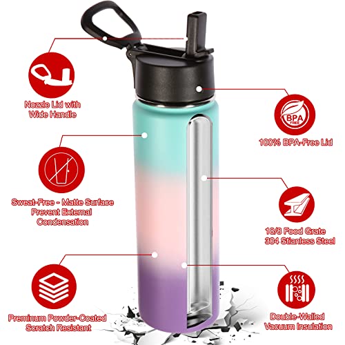 Insulated Water Bottles with Straw Bulk 4 Pack (4 Count)