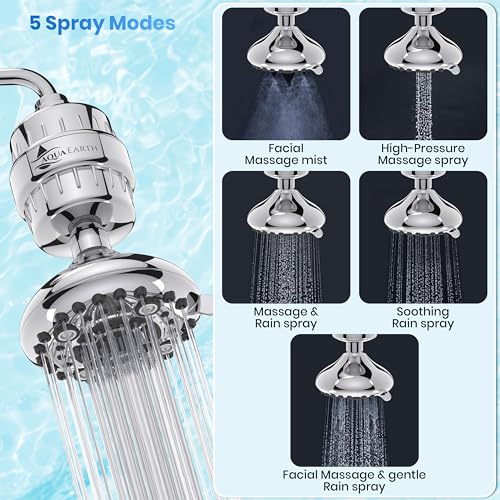 Filtered Shower Head Gift Edition High Pressure Shower Filter Hard Water Remove Chlorine Harmful Substances Coconut Shell Activated Carbon Reduce Heavy Metals Other Sediments Vitamin C