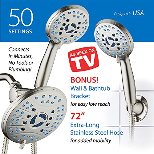 AquaCare 50 mode High Pressure 7 inch Shower Head Combo w