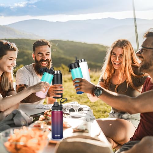 18oz Sports Insulated Water Bottle for School with 2 Lids