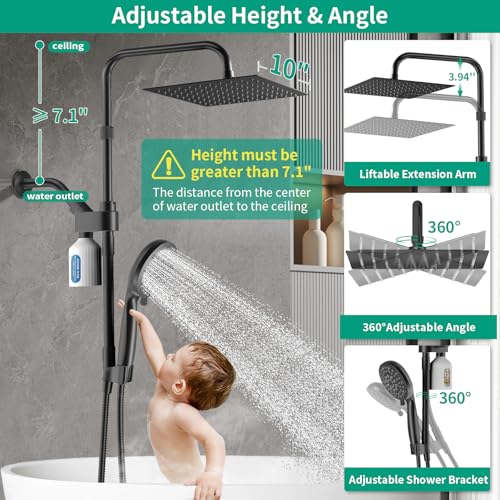 10" Filtered Rain Shower Head with Handheld Spray Combo