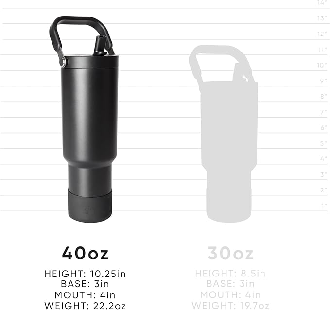 Simple Modern Trek Pivot | 40oz Flip Straw Tumbler with Handle | Water Bottle & Boot | Interchangeable Straw & Chug Lids | Insulated Stainless Steel Jug | Gym Sports Outdoors | Nantucket Tides