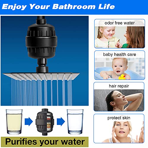 15 Stage Shower Head Filter Water Filter for Hard Water Black
