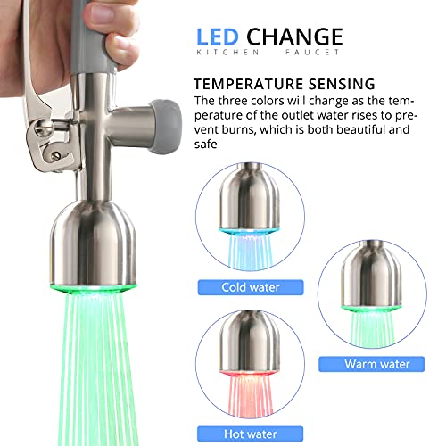 Commercial Pull Down Sprayer Brushed Nickel Kitchen Faucet