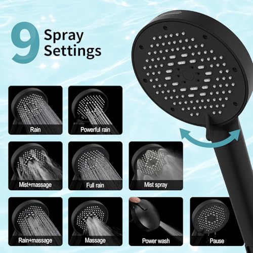 High Pressure Filtered Handheld Shower Head 9 Spray（4 filters）