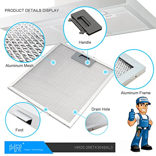 HR Huare W10169961A Aluminum Hood Filter for Whirlpool 10.5x12'' 3Pack (3 Count)