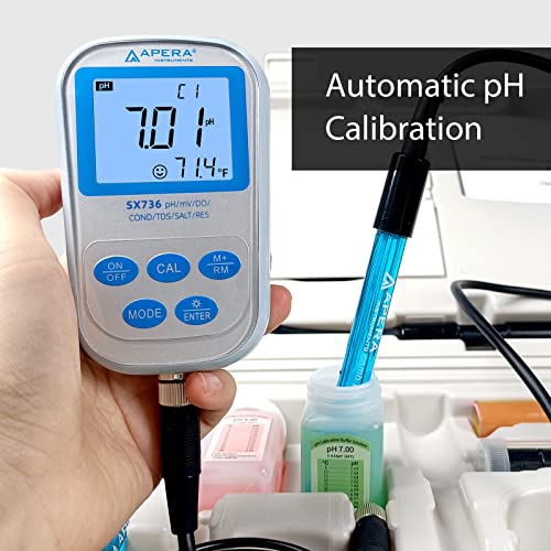 SX736 pH/DO/Conductivity/TDS/Salinity/Resistivity Portable Handheld Multiparameter 7-in-1 Meter Kit