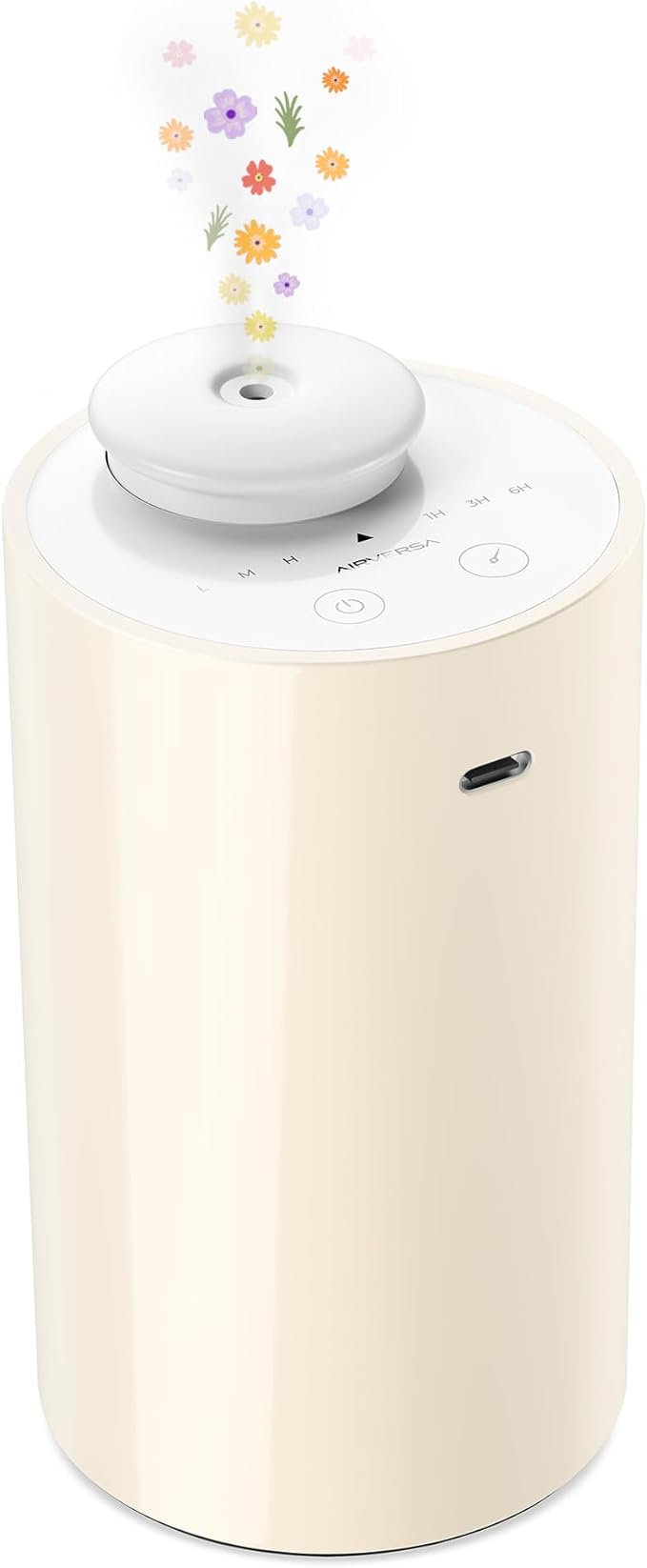 Waterless Diffuser for Essential Oil, Battery Operated Nebulizer, 0.7 Fl.Oz./ 20mL Capacity, Mini Scent Air Machine, 3 Countdown Timers & Mist Levels for Home, Room, Car, Office - AN6 Yogurt