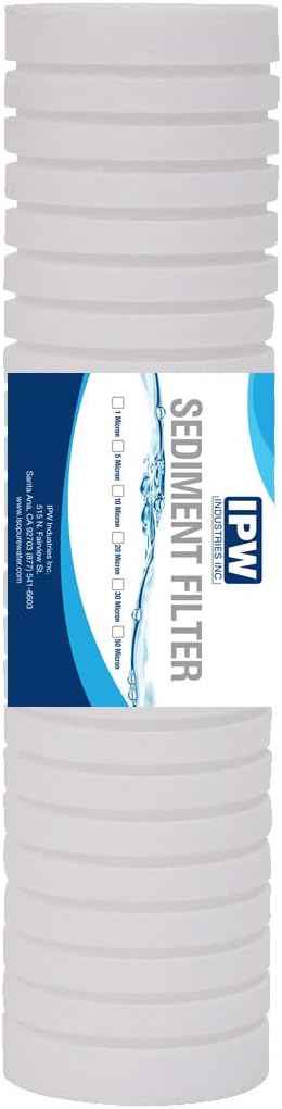 1 Micron 10" x 2.5" Grooved Sediment Water Filter Replacement Cartridge | Reverse Osmosis | Whole House Sediment Filtration | Compatible with P5, AP110, WFPFC5002, CFS110, RS14, 6-Pack