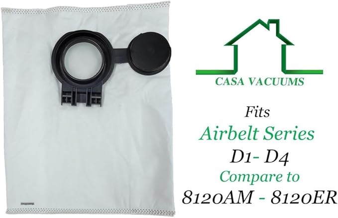 10 HEPA Bags Compatible with Sebo Airbelt Series D1, D4, D4 Premium Canister Vacuum Filter Bags. Part #'s 8120AM, 8120ER - AquaVibe