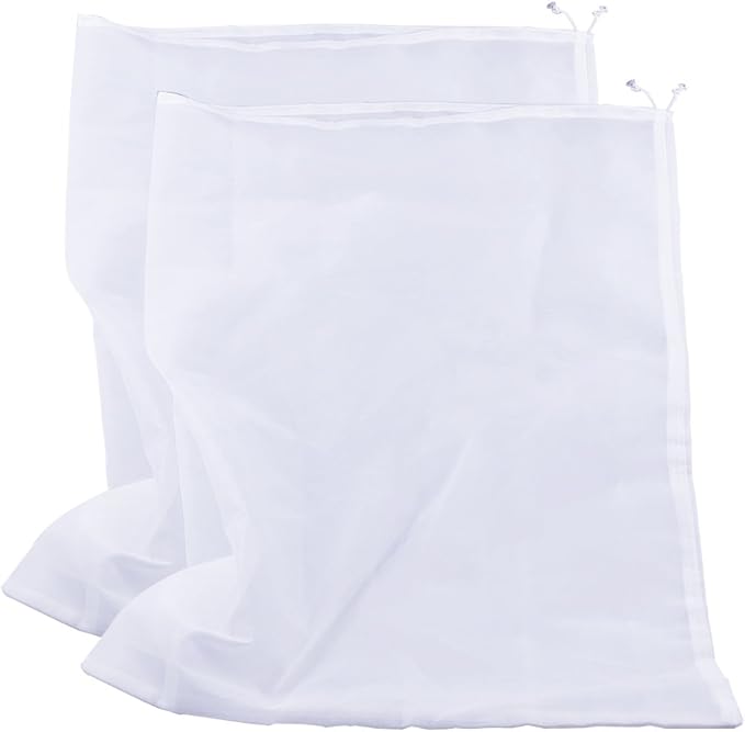 75 Micron Nylon Straining Bag Fine Mesh Food Strainer Bag, Multi Purpose Food Grade Filter Bag for Nut Milk, Juice, Cold Brew, Home Brewing (25.39" x 18.89", 2 Packs)