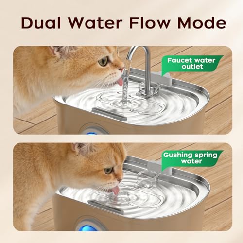 108 oz 3.2L Cat Water Fountain Stainless Steel with Water Level Window