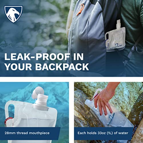 1L Clear Collapsible Water Bottles (2 Count)