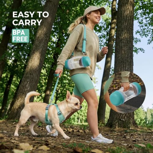 Dog Water Bottle Portable 33.5oz with Food Container & 2 Bowls