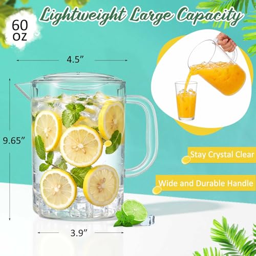 Tessco 12 Pcs Plastic Pitchers 60 Oz Clear Water Beer Jug Large (12 Count)