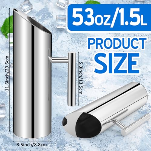 6 Pack 53oz 1.5l Stainless Steel Water Pitcher Modern Metal Pitcher with Ice Guard Silver Carafe Drink with Handle or Iced Hot Drink Tea Juice Coffee Beer (6 Count)