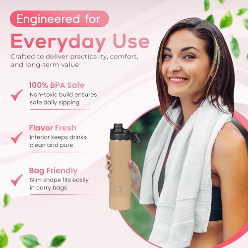Y TOP 24 oz Insulated Water Bottle Leak Proof Spout Lid Fits in Car Cup Holder