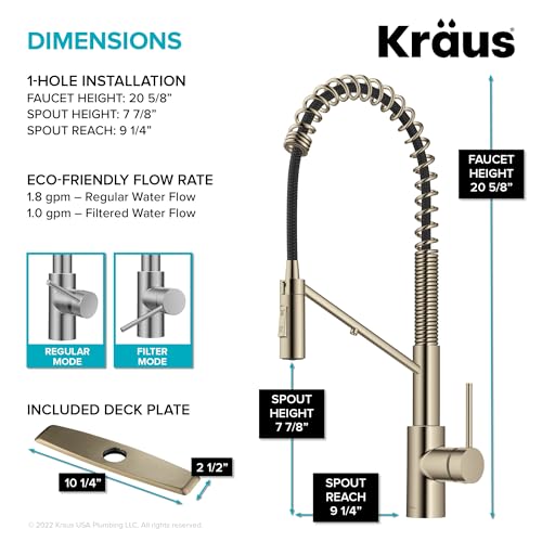 Oletto 2-in-1 Commercial Style Pull-Down Single Handle Water Filter Kitchen Faucet for Reverse Osmosis or Water Filtration System in Spot-Free Antique Champagne Bronze, KFF-2631SFACB