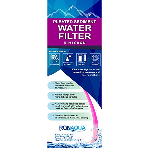 Pleated Sediment Water Filter Cartridge 9.87”x 2.5” Amplified Surface Area