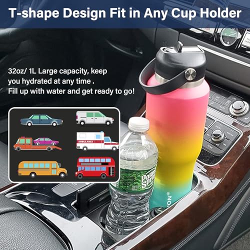 40 oz Insulated Water Bottle with Straw fit in Car Cup Holder