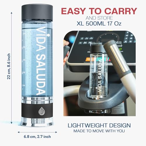 Hydrogen Water Bottle Generator 500ml Portable SPE PEM Hydrogen Rich Water Maker with Titanium Platinum Plates Fast Rechargeable Ionized Water Bottle for Home Travel Gym Hydration