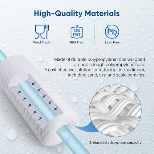 1 Micron 10 x 4.5 Whole House String Wound Sediment Filter for Well Water (2 Count)
