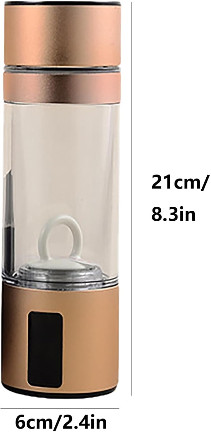 High-Concentration Portable Hydrogen Water Bottle Generator – 230ml Smart Rechargeable PEM Hydrogen Water Machine | Molecular Hydrogenated Water Cup for Travel, Office, Fitness Gold