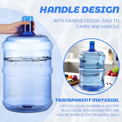 2 Pieces 5 Gallon Water Jugs Round Plastic Water Bottle with Handle Screw Cap Reusable Large Capacity Bottle for Camping Outdoor Travel Gym Use (2 Count)
