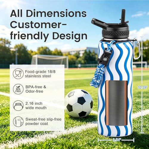 40 oz Insulated Water Bottle with Straw