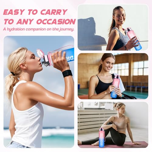 Water Bottle 32 oz Motivational Time Marker Tritan Bottle