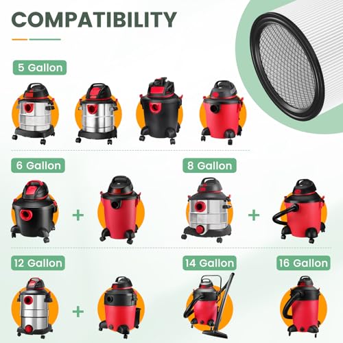 90304 Replacement Filter Kit for Shop Vac Cartridge Filter 90350 90304 (9 Count)