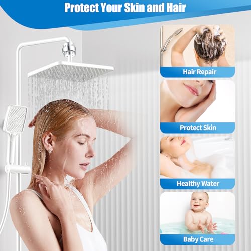 4-Pack 20-Stage Shower Filter Universal Replacement Cartridges, High-Output Hard Water Purifier to Reduce Chlorine and Heavy Metals, Water Softener Refills for Hydrating Skin and Hair (4 Count)